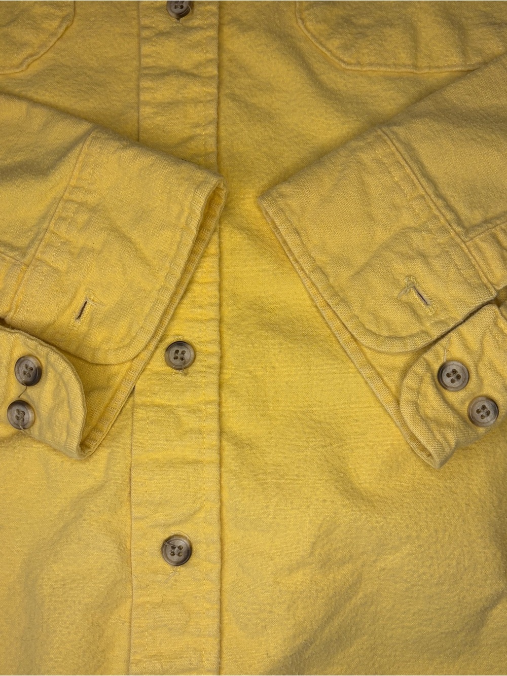 Vintage Lands' End Men's Bright Yellow Button-Down Shirt with Chest Pockets - Picture 6 of 11